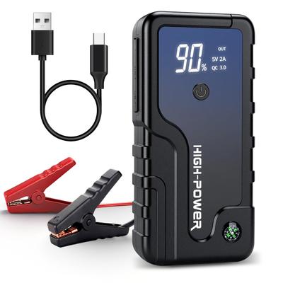PSE Certified 12V Car Jump Starter Engine Starter with Smart Clips, 200A Peak Current, High Capacity Mobile Battery & Built-in Emergency/Car LED Light