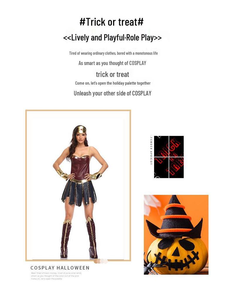 Hero Wonder Woman Leather Adult Role-Playing Costume for Halloween