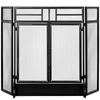 Spark guard protective grille for fireplace fire screen safety barrier 3 folding panels and door 120 x 79 cm