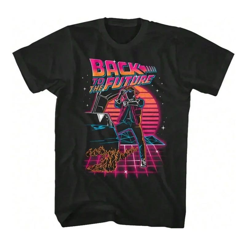 Camiseta Back To The Future Para Hombre Neon Synthwave Sunse S разноцветный