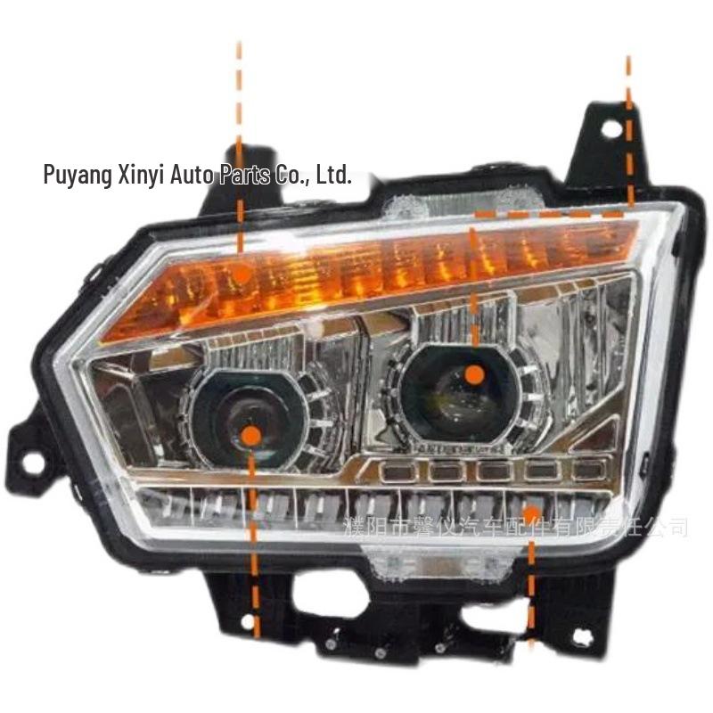 Compatible LED Headlight Assembly for Ouman ETX 17 Model Tractor with H3 Bulb and Dual-Lens Turn Signal