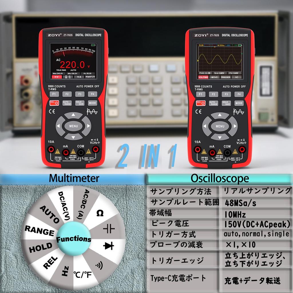 This Handheld Oscilloscope and Multimeter Features 10MHz Bandwidth and High It Combines a Oscilloscope with 9999 Count Digital Multimeter It Features