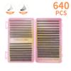 640 Tufts Of D-Curve Single Tufts Of False Eyelashes Segmented Grafting 10-16Mmdiy Thick Eyelashes