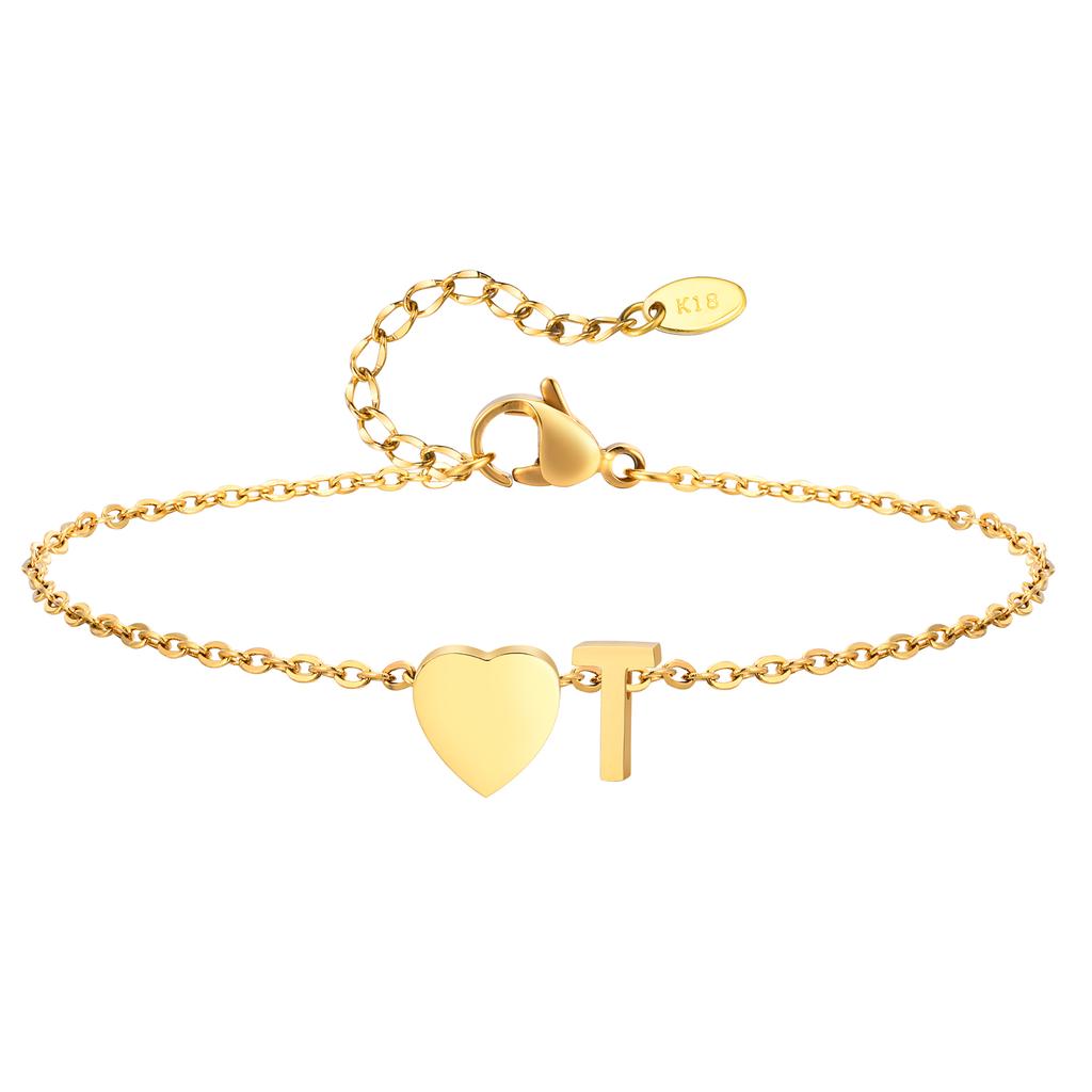 Bohemia A-Z Letter Initial Anklet for Women Gold Color Heart Alphabet Ankle Bracelet Beach Party Travel Fashion Foot Jewelry