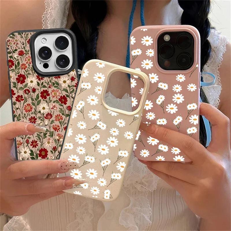 INS Cute Style Daisy Case For OPPO Reno 13 14 12 11 10 Pro 13F 12F 11F 5G Reno 7 4G 5 6 Lite 8T 7Z 8Z 8 Trendy PU Leather Cover