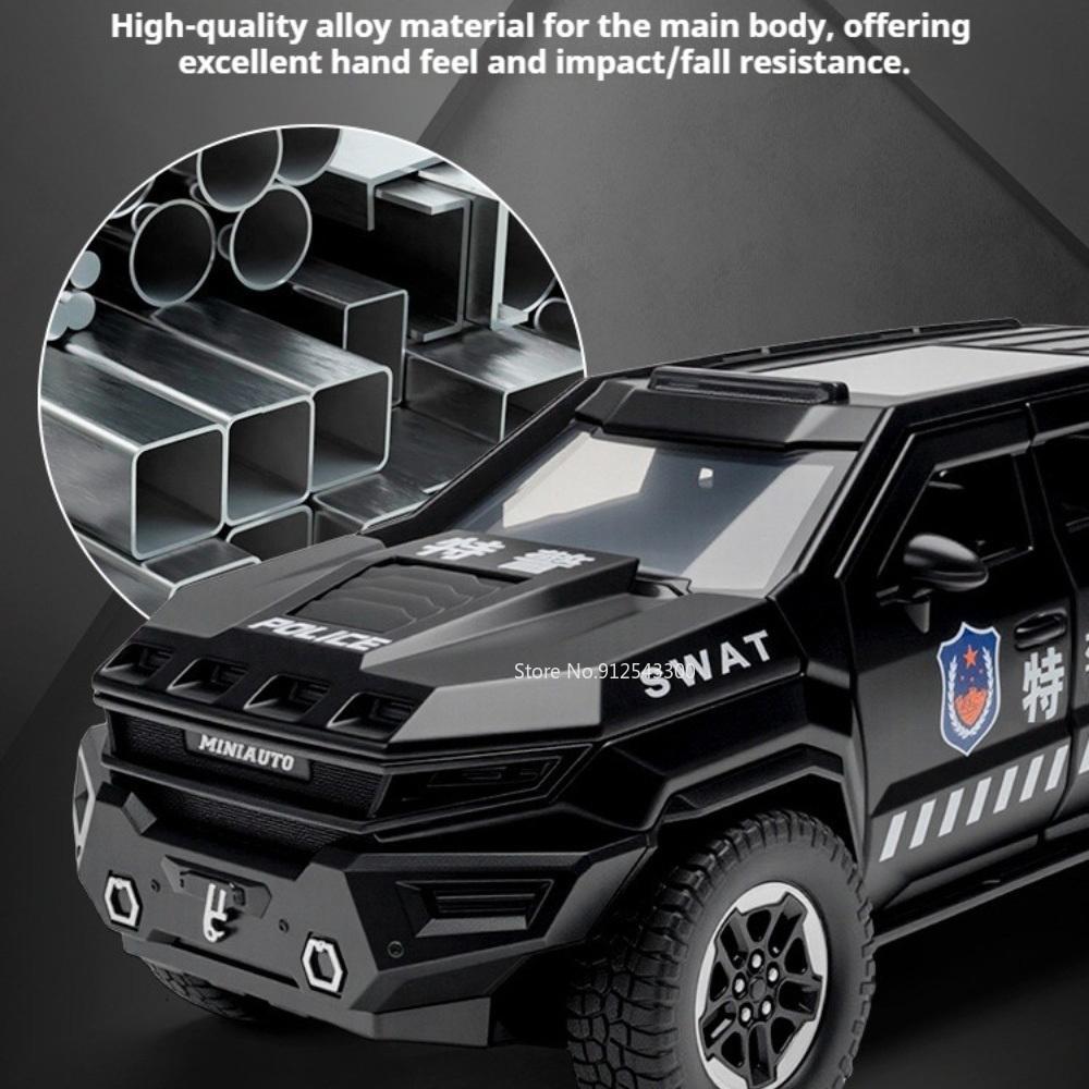 1:24 Rezvani Vengeance Sword Toothed Tiger Armored Car Model Toy Pull Back Shock Absorption Vehicle Models Hobby Decoration