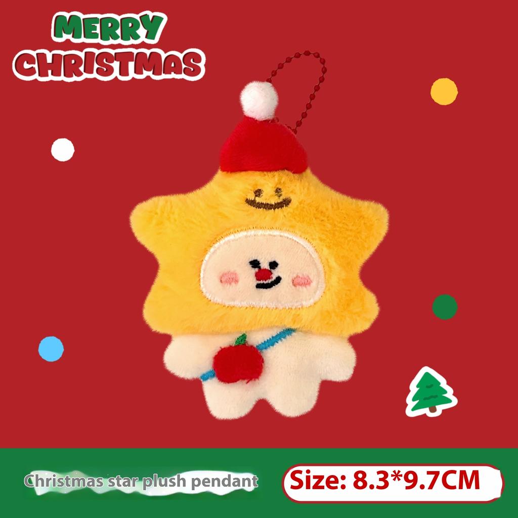 Cartoon Christmas Plush Doll Pendant Keychain Fluffy Cute Creative Soft Stuffed Doll Backpack Pendant Decorative Accessories