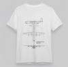 Men's Plus Size Classic T-Shirt Multi-View Military Aircraft Line Art Cotton Tee