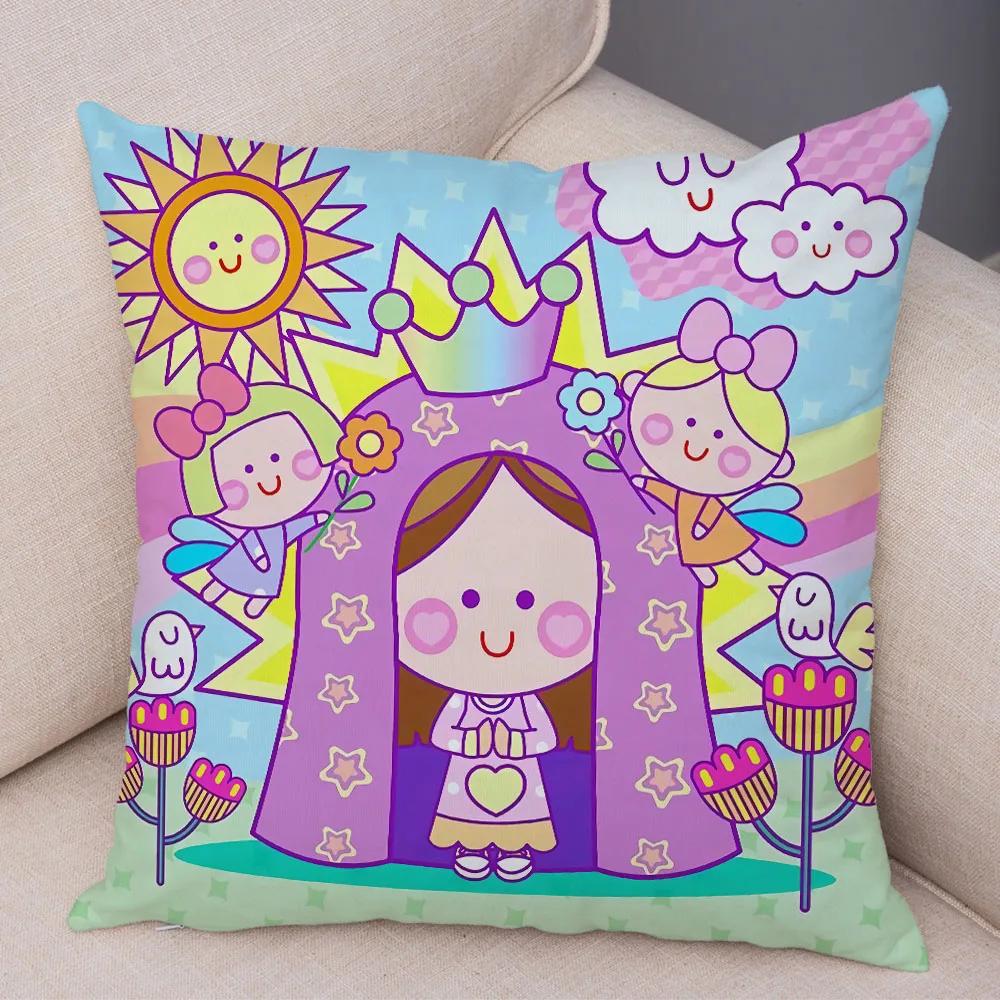 Jungfrau Maria Kunst Kissenbezug Dekoration Kawaii Cartoon Kinder Sofakissenbezug Zuhause Auto