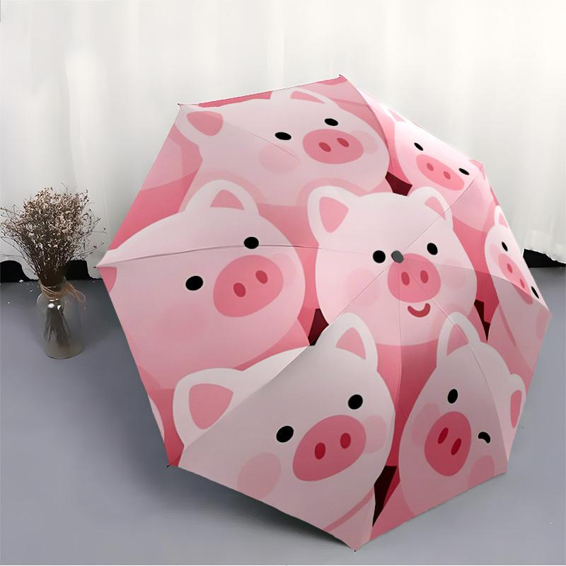 1 pièce Porcelets Tirelire Parapluie Pliant Automatique - Design Compact à 8 baleines, Plastique et Fer Durables, Léger pour une Utilisation Quotidienne en Extérieur125