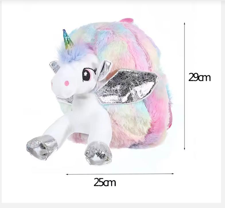 Toddler Kids Winter 3D Plush Unicorn Backpack Little Girls and Boys Kindergarten Shoulders Bags Baby Mochilas Kids Backpack