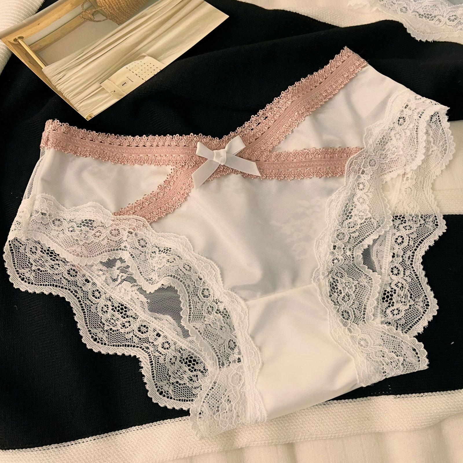Девушки Весна и Лето Тонкое Новое Сексуальное Кружевное Бант Треугольное Нижнее Белье M белый