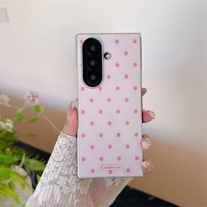 New 2026 Cute Kawaii Polka Dot Phone Case For Samsung Galaxy Z Fold 7 6 5 Foldable Shockproof Protective Cover For Girls