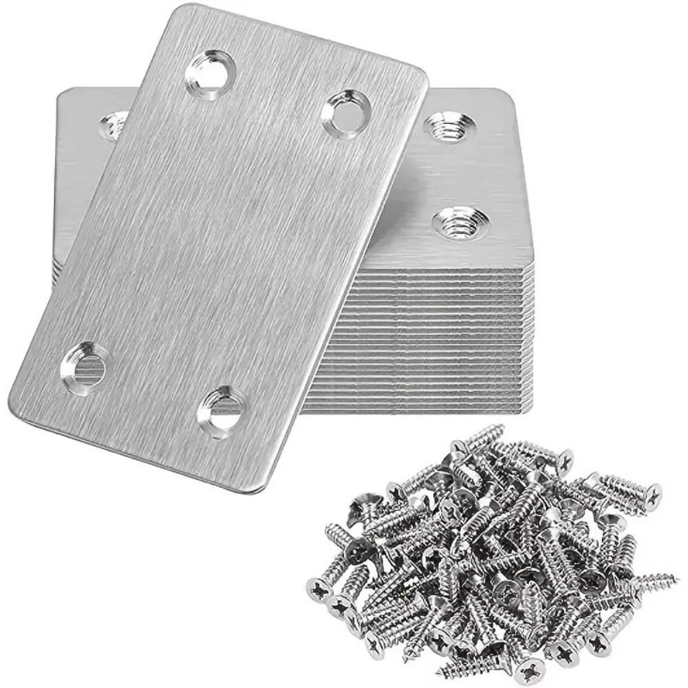 1/4Pcs Stainless Steel Stainless Steel Angle Code Silver 1.5mm/0.06'' Fixing Corner Brackets Fixing Repair Quick Links Table
