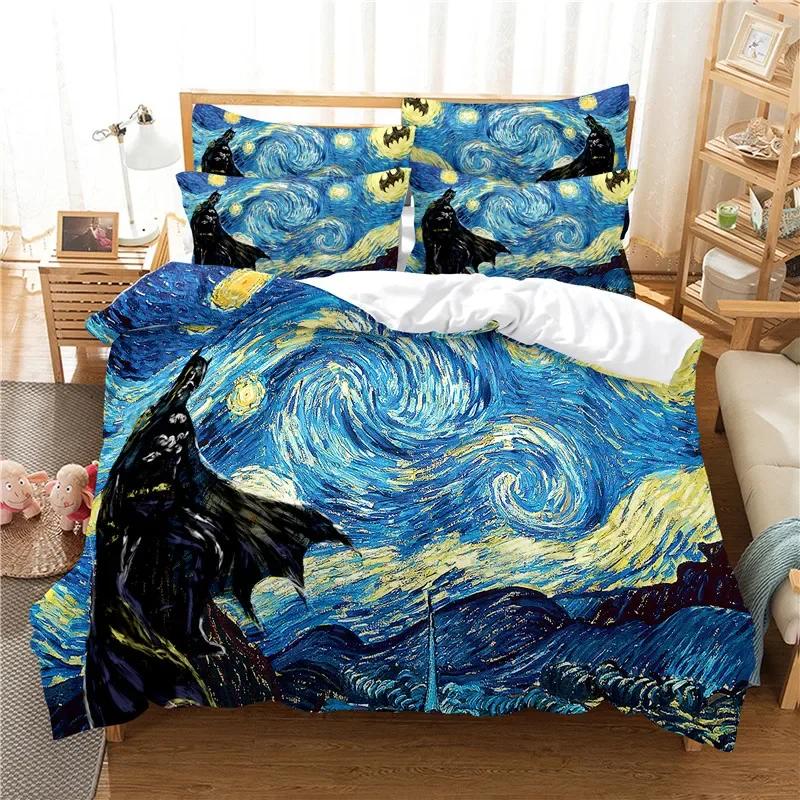 Luxusní souprava ložního prádla Galaxy Dark Blue Twin Full Queen Souprava na přikrývku/přikrývku King Size přikrývka Shining Stars Starry Sky