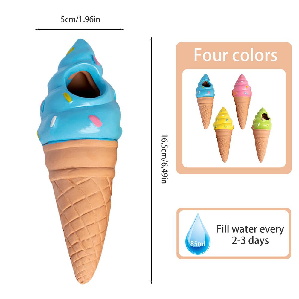 

Clay Water Spikes Ice Cream Shape Stakes Irrigation 4X Clay Garden Waterers Auto-Water Irrigation System Keep Plants Happy And