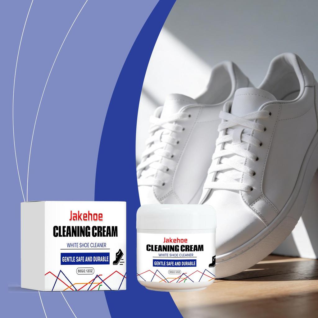 Waterless Shoe Cleaning Cream - Stain & Yellowing Remover for White Sneakers - Universal Footwear Care Polish & Restorer