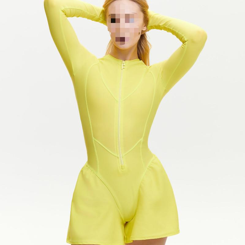 Moda europeană și americană Instagram temperament versatil cu mânecă lungă sport sexy picant fată cu fermoar salopetă strânsă cu fustă scurtă