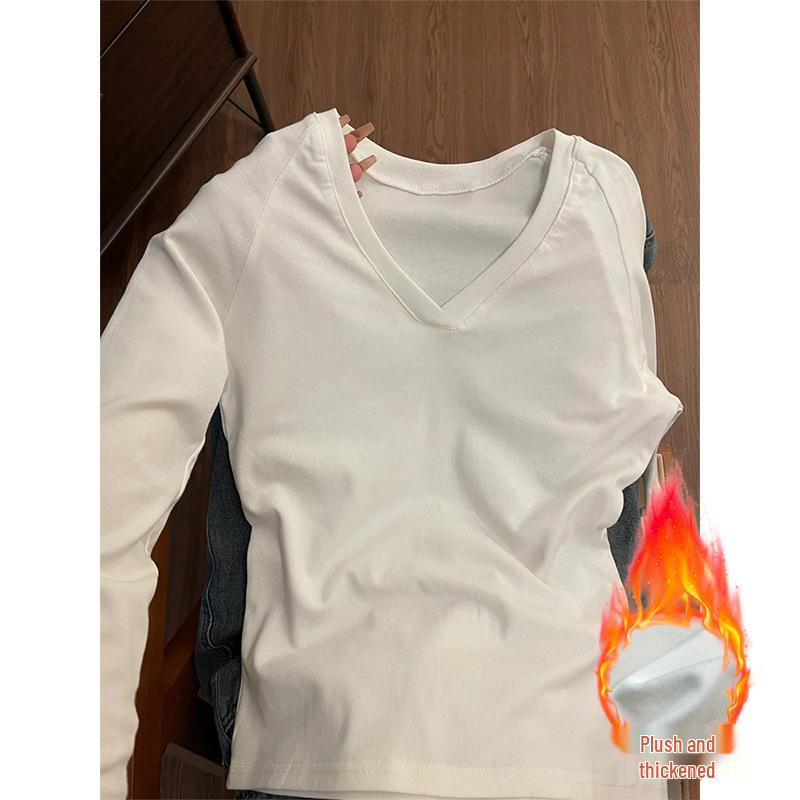 

Women s Slim Fit Long-Sleeve White T-Shirt - Autumn 2025 Cinch Waist Innerwear XL [110-120 jin]