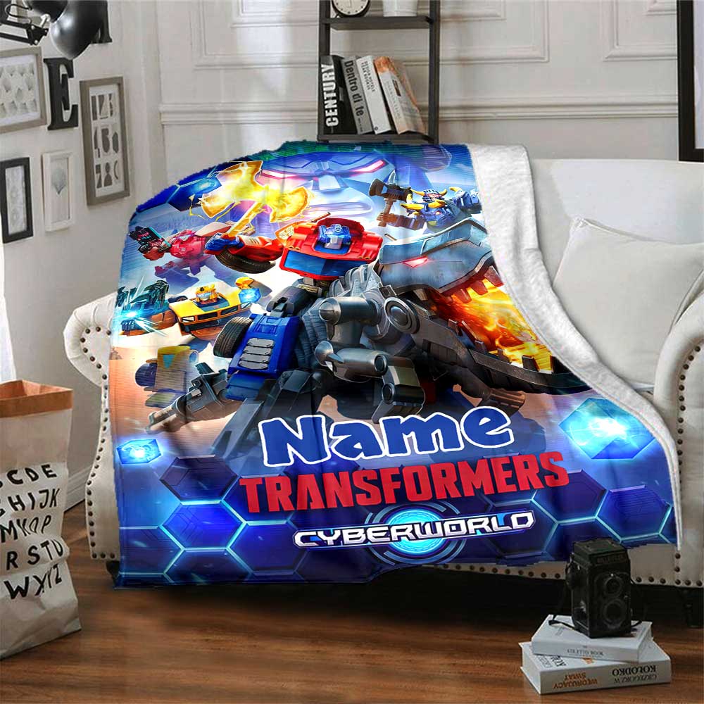 Transformers Fans (2) Customize Text Blanket Throw Customizable Blanket Soft & Cozy Perfect for Chair Livingroom Home Decor Bed All-Season Use
