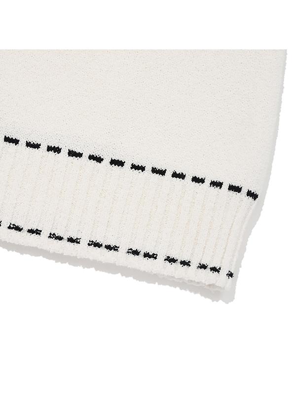 Kirsh Color Stitch Point Knit Dress [Ivory]