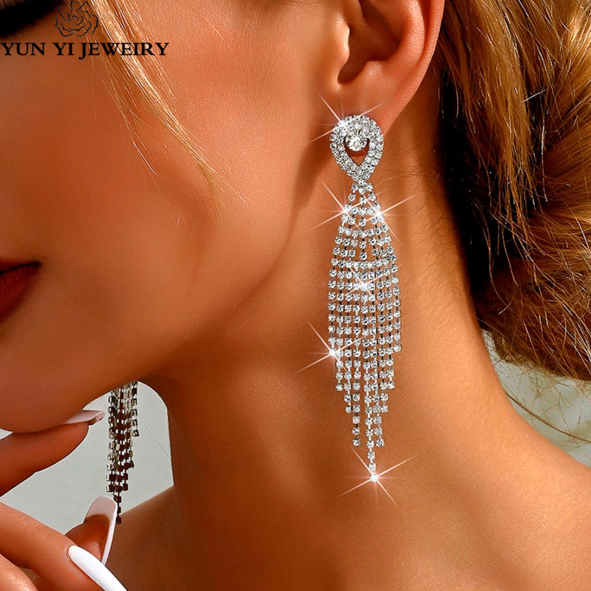 European and American cross-border geometric personalized high-end feeling explosive tassel earrings jewelry