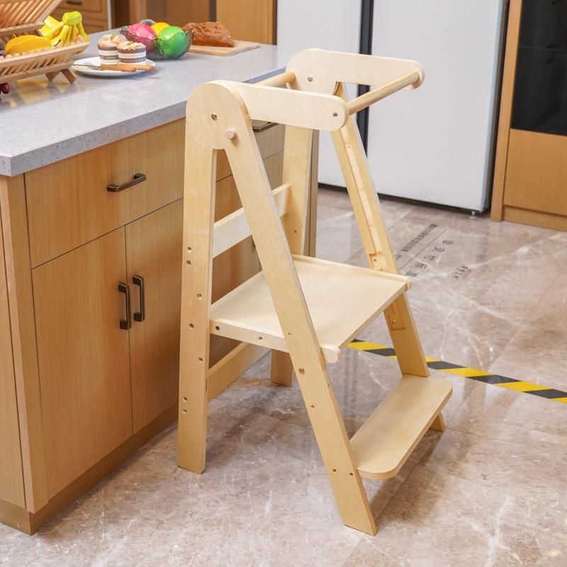 Kids' Montessori Learning Tower: Foldable Anti-Fall Step Stool for Hand Washing & Dining