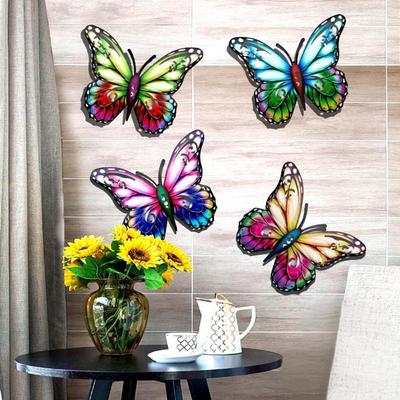 2D Metall Schmetterling Wandkunst Dekor Schmetterling Wandbehang Skulptur für Garten Wohnzimmer Außen Innen Wandbehang Dekor