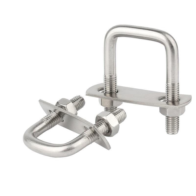 1/2 Sätze M8 M10 M12 304 Edelstahl Quadratische Klemme Rechtwinklig U-Schraubenmuttern Plattenbleche U-Bolzen Set