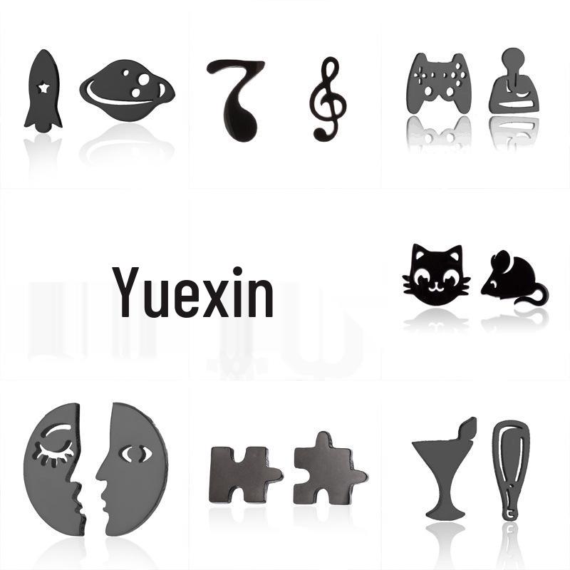 Halloween Geist Kürbis & Weihnachtsbaum Edelstahl Ohrstecker - Asymmetrischer Tierschmuck