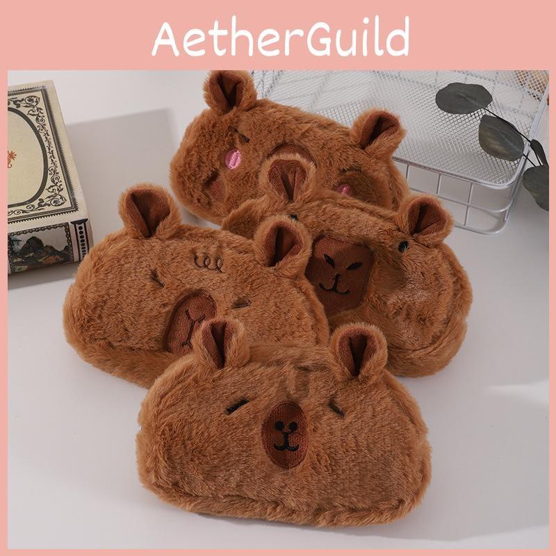 Plush Cute Capybara Pen Bag Funny Stationery Organizer Big Capacity Kids Gift