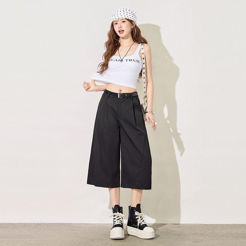 Pleated Design Curved Cropped Capri Pants For Men Women Draped Loose Straight Quick Dry Casual Pants Trendy Versatile Slimming FigureFlattering Cut
