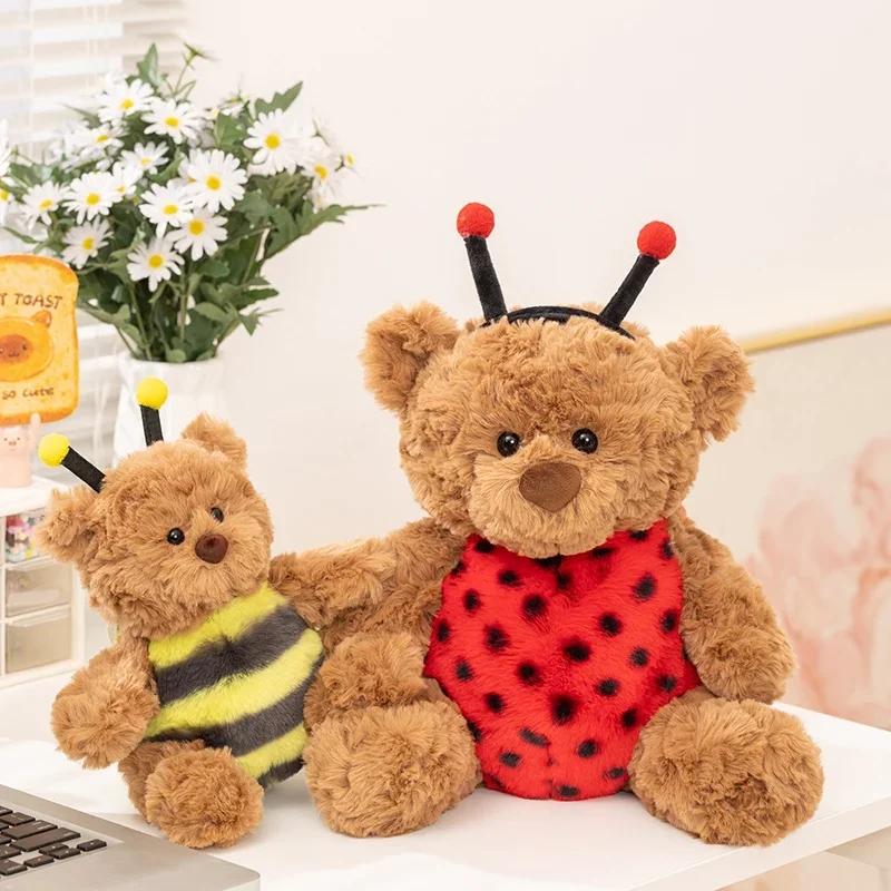 Lovely Bartholomew Bear Plushies Bee Coccinellidae Bear Stuffed Animal Plush Toy Soft Brown Bear Doll Xmas Gifts Girl