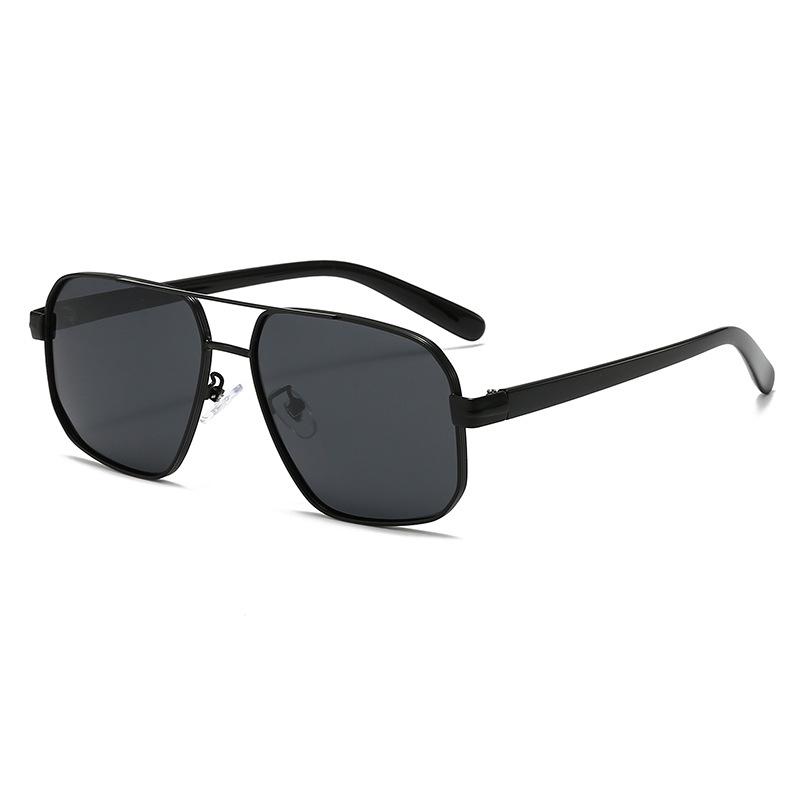 New Classic Square Double Beam Polarized Metal Sunglasses for Men серый/чёрный
