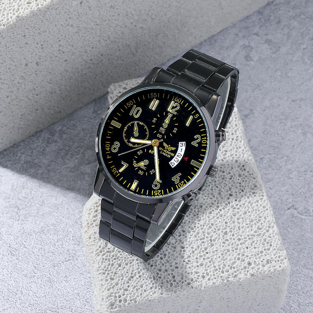 Nicht-Schweizer vollautomatische mechanische Quarzuhr für Herren mit Halskette, Armband, Ring, vierteiliges Set mit Geschenkbox