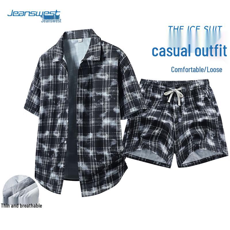 Jeanswest Men s Floral Short Sleeve Shirt & Beach Shorts Set XL