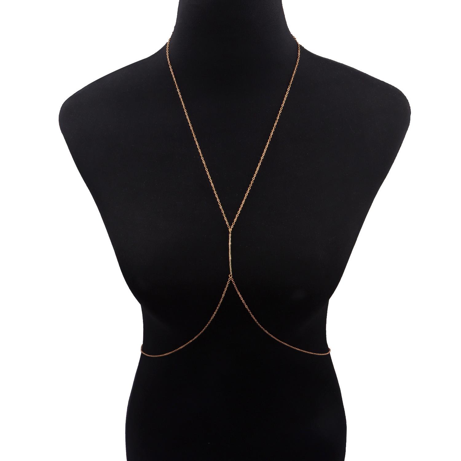 

1111 European and American summer and autumn fashion tube beads small beads body chain necklace clothing matching factory retail 60-80cm золотой