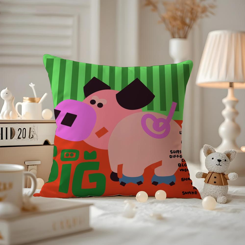 Chinese Zodiac Print Cushion Cover Anti-dustmite Pillowcase Invisible Zipper Silky Short Plush Sofa Cushion Cover