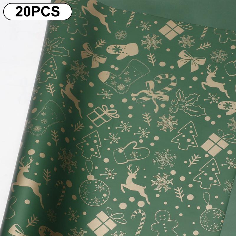20-Count 57*57cm Flower Wrapping Papers for DIY Xmas Bouquet Packaging, Waterproof Xmas Gift Wraps