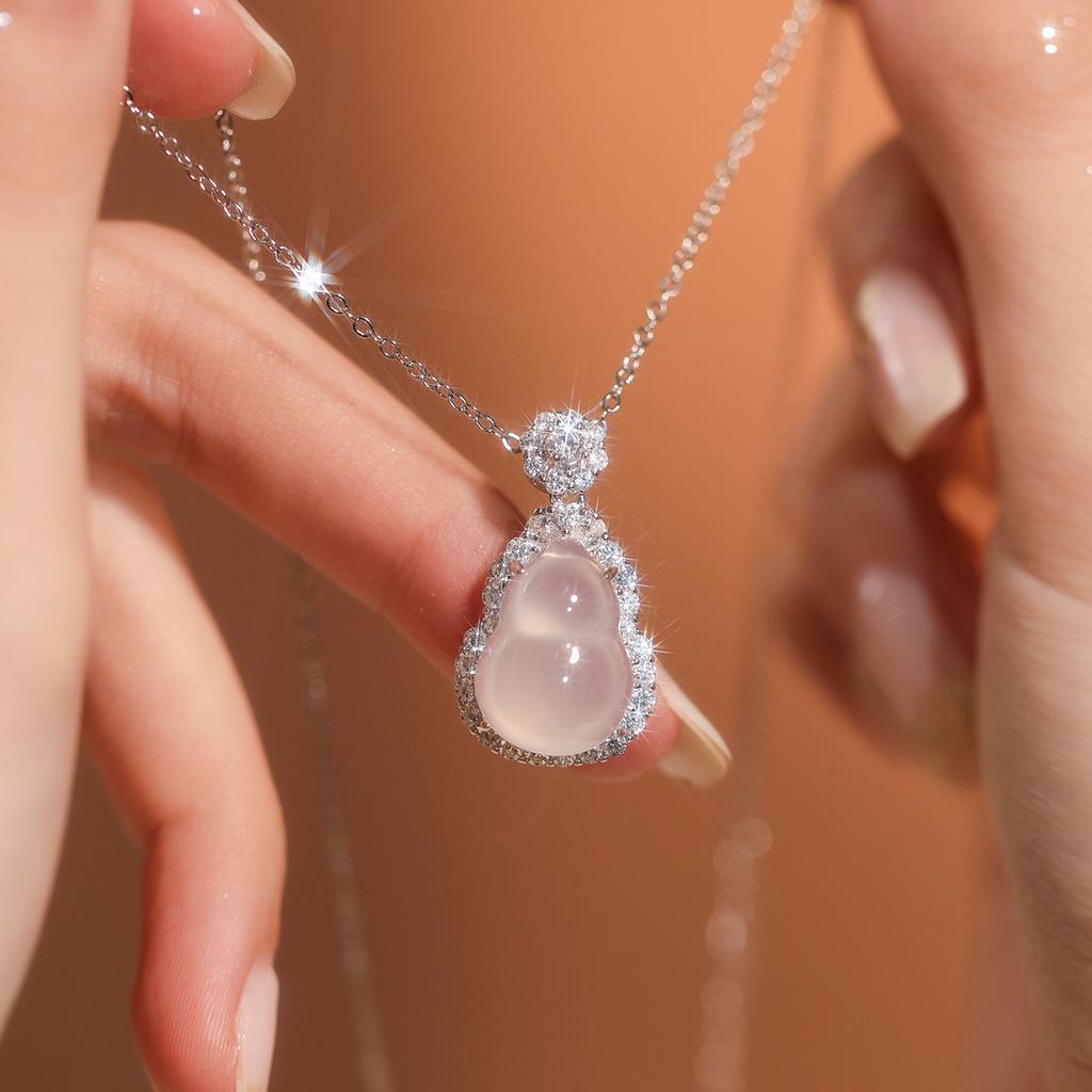 Clear White Chalcedony Gourd Sterling Silver S925 Necklace Autumn and Winter New Chinese Premium Light Luxury 2026