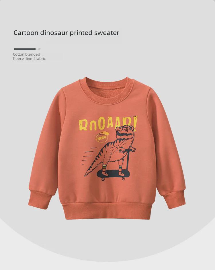 27kids Koreaanse Kinderen's 2024 Herfst/Winter Dinosaurus Trui - Trendy Outfit voor Jongens