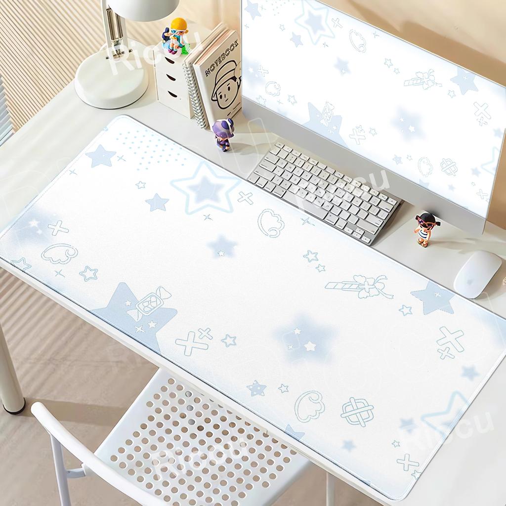 Korean Ins Minimalist Black White XXL Desk Mat Office Aesthetic Star Mouse Pad Keyboard Computer Decort Mousepad Pc Accessories