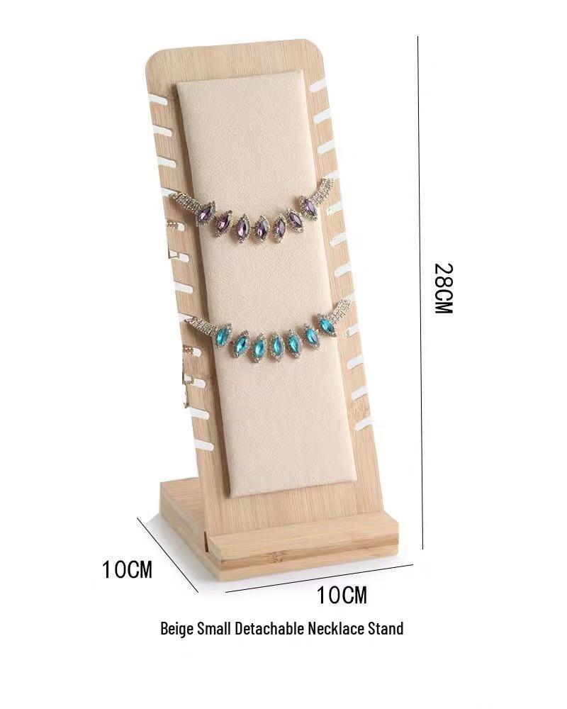 Bamboo & Wood Detachable Necklace Display Stand for Jewelry Storage & Window Props