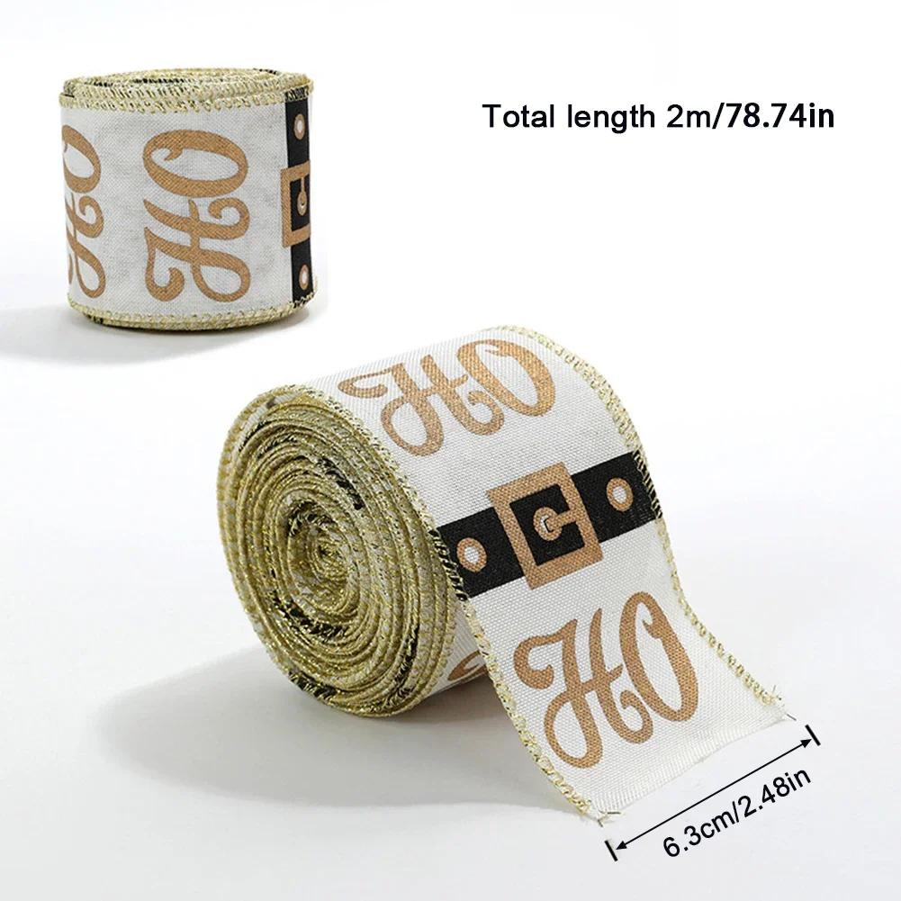 2 м/рулон Лента из имитации пеньки Ручной дизайн Печатная рождественская лента для пошива одежды Ткань DIY Рождественское украшение 6.3cm 2m