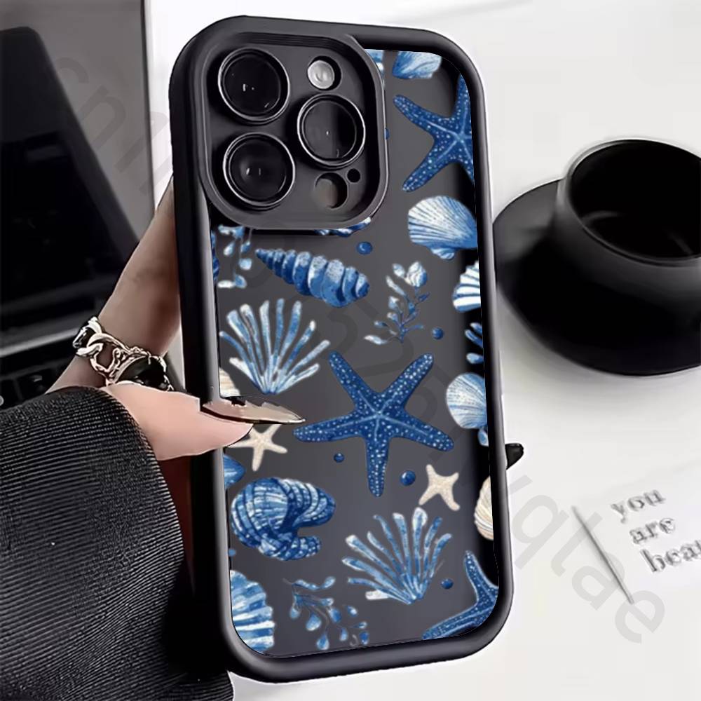 Marine Animals Sea Elements Phone Case For iPhone 11 13 17 15 12 14 Pro Max air Plus SE Soft Matte Cover