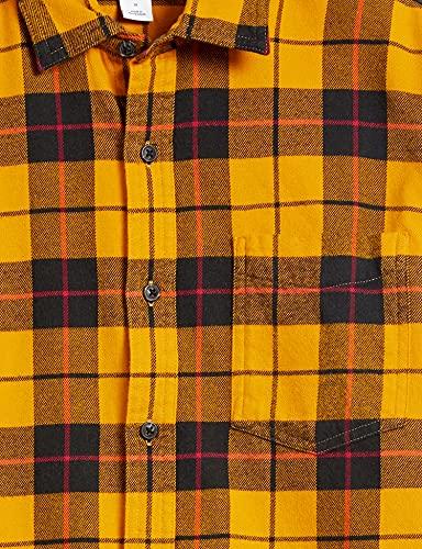Amazon Essentials Pánská flanelová košile s dlouhým rukávem slim fit, černá a žlutá kostka, velikost S