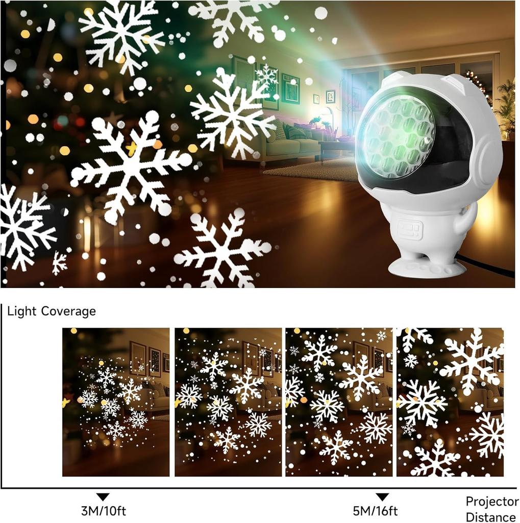Astronaut Christmas Pattern Light Snowflake Halloween Projection Lamp Decorative Xmas Spotlight