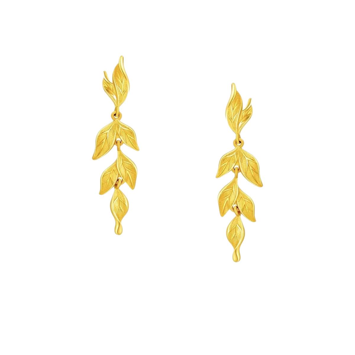 Golden Branch Jade Leaf Stud Earrings - Elegant & Fashionable Design for Women 2025.