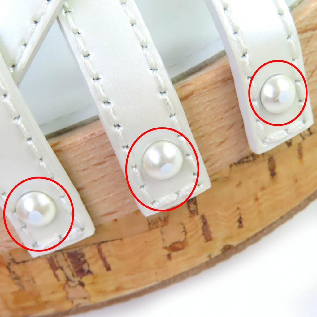 CHANEL Sandals COCO Mark Ankle with Strap in Patent Leather Ivory 36 18C G33537 Used