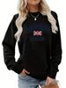 Women's Autumn and Winter Casual Fashion Loose Comfortable Warm London England Pattern Printed Round Neck Long Sleeved Pullover